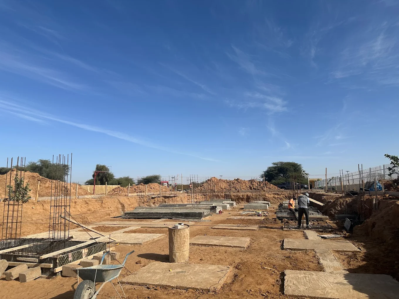 Fondations béton armé chantier